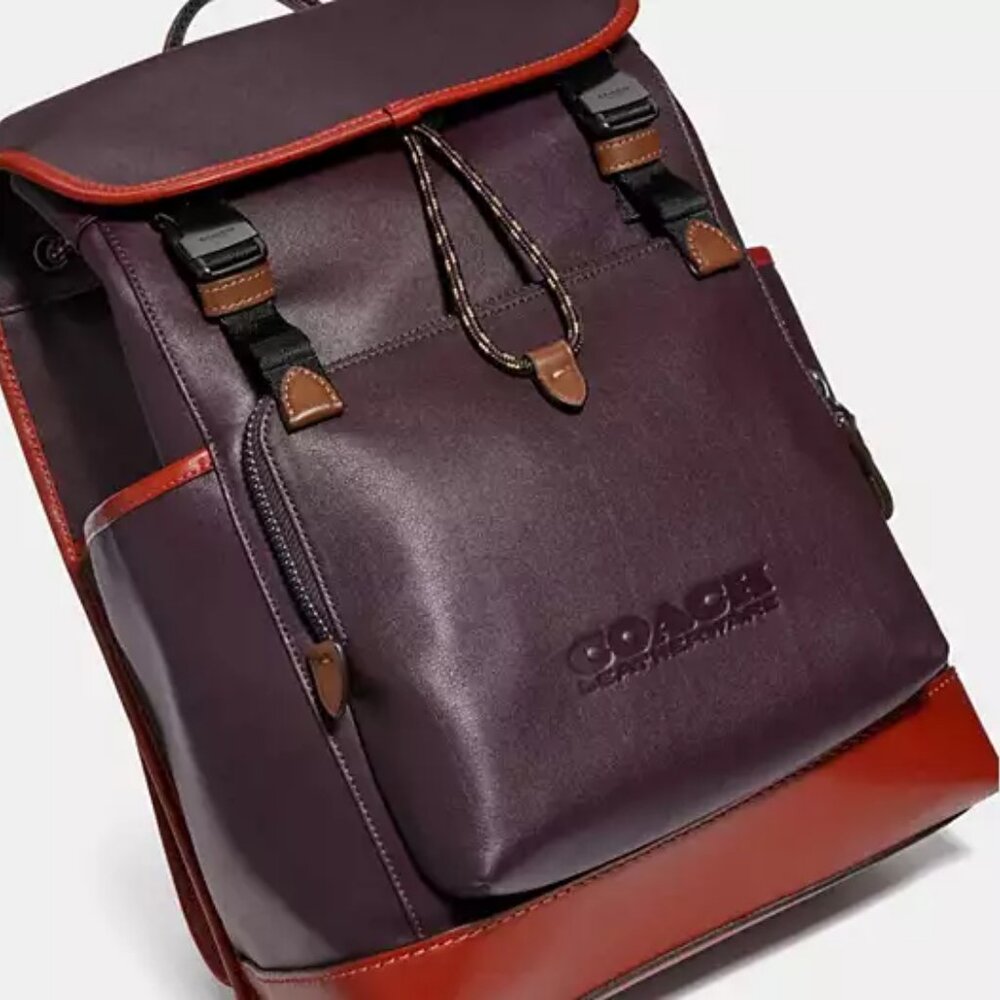 Coach League Flap Backpack In Colorblock - Picture 7 of 10